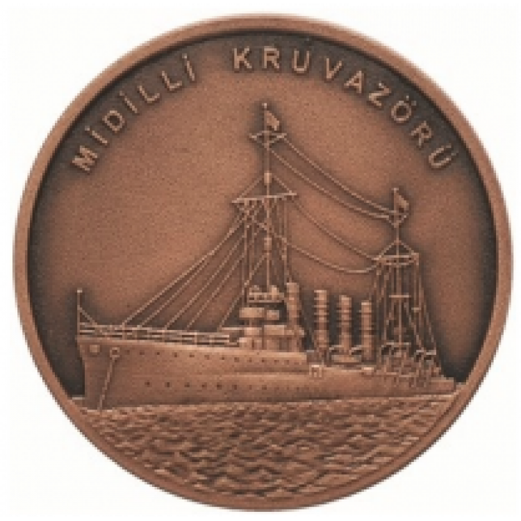 Midilli Kruvazörü Bronz Hatıra Para Çil Sertifikalı 2015 PDC130 Midilli Kruvazörü Bronz Hatıra Para Çil Sertifikalı 2015 PDC130