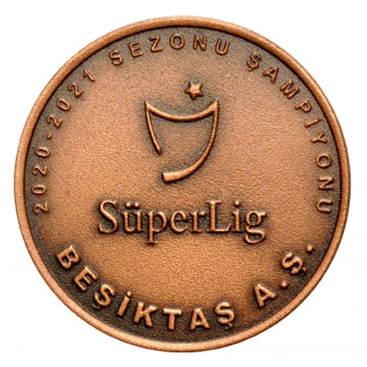 TFF Süperlig 2020-2021 Şampiyonu Beşiktaş Bronz Hatıra Para Çil Sertifikalı 2021 PD108 TFF Süperlig 2020-2021 Şampiyonu Beşiktaş Bronz Hatıra Para Çil Sertifikalı 2021 PD108