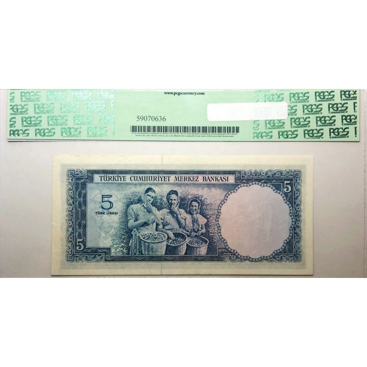 5.Emisyon 3.Tertip 5 Lira Seri:G08-399112 PCGS35PPQ