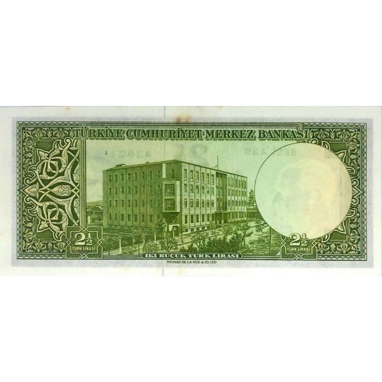 5.Emisyon 4.Tertip 2 ½ Lira Seri:A39-43821 ÇÇT+