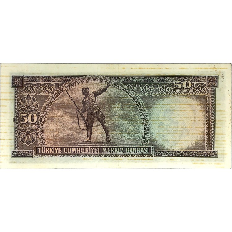5.Emisyon 7.Tertip 50 Lira Seri:P39-020635 ÇT(+)Düzeltme Var Lekeli