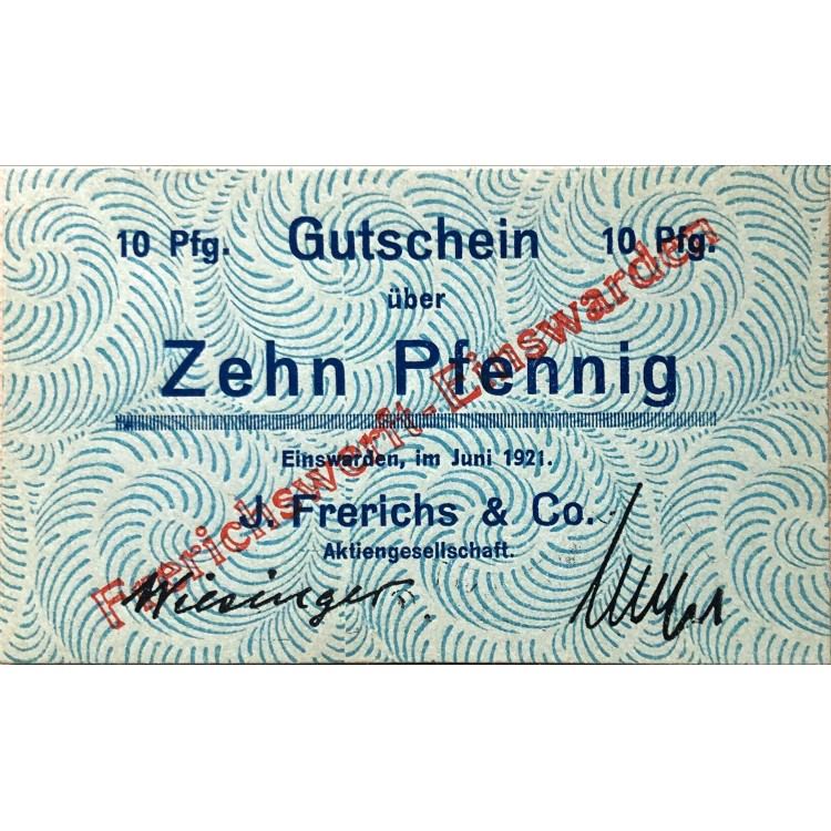 Almanya Notgeld 10 Phennig 1921 PDH17