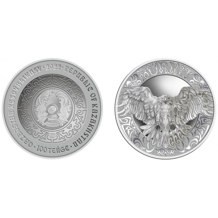 Kazakistan 100 Tenge 2022 Hatıra Blister Çil Burkit (Kartal) PDC174