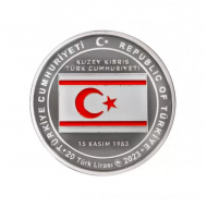 KKTC'nin Kuruluşunun 40.Yılı Mineli Gümüş Hatıra Para Çil Sertifikalı 2023 PDA889