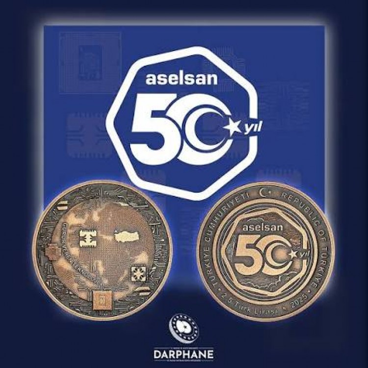 Aselsan'ın Kuruluşunun 50.Yılı Bronz Hatıra Para Çil Sertifikalı 2025