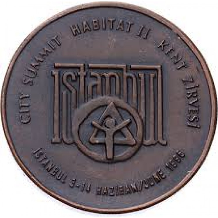İstanbul Habitat II Kent Zirvesi Bronz Hatıra Para Çil Sertifikalı 1996