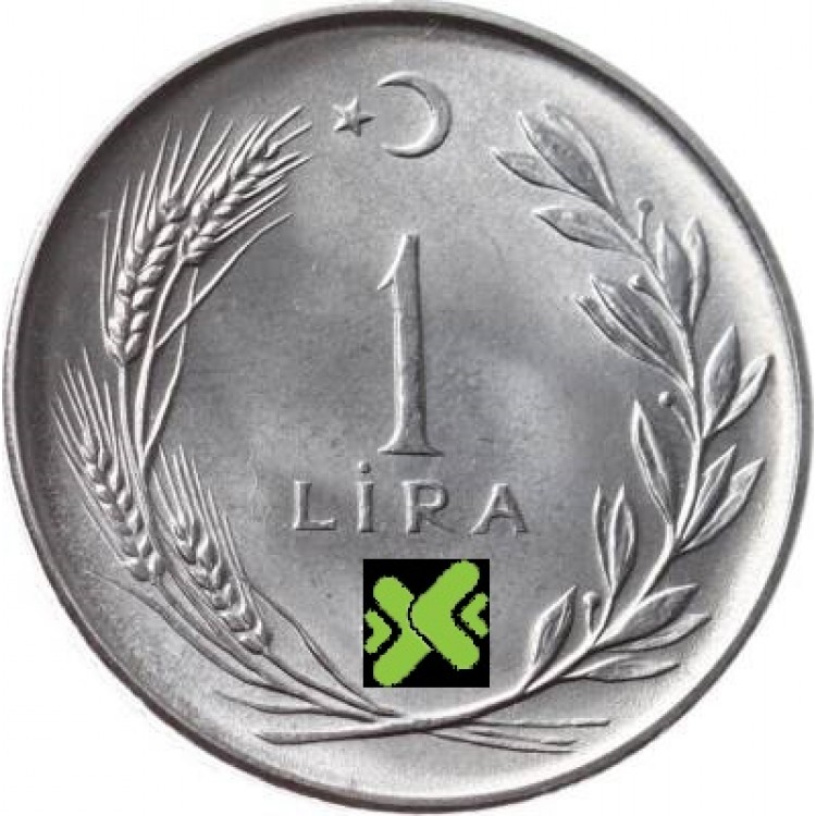 1 Lira 1975 Çil Eski Madeni Para Acmonital Kenar Yazısı Ters