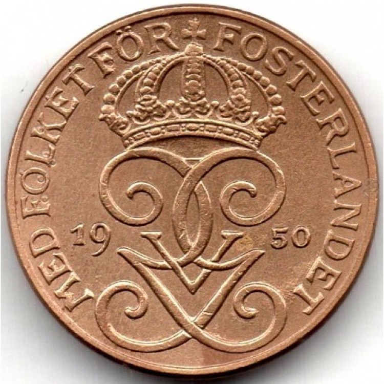 İsveç 1 Öre 1950 Bronz Çil PDB26