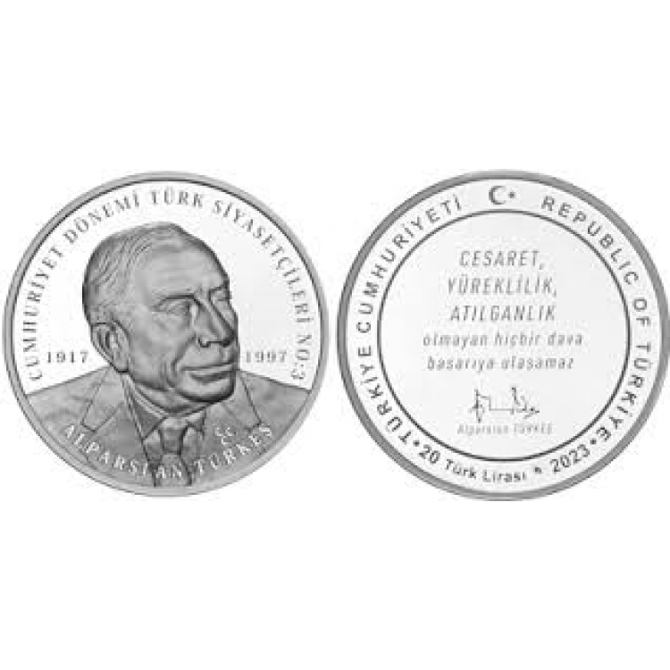 Alparslan Türkeş - Cumhuriyet Dönemi Türk Siyasetçileri Serisi No:3 Gümüş Hatıra Para Çil Sertifikalı 2023 Alparslan Türkeş - Cumhuriyet Dönemi Türk Siyasetçileri Serisi No:3 Gümüş Hatıra Para Çil Sertifikalı 2023